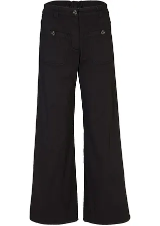 Wide Leg Jeans, High Waist, Bequembund in schwarz von vorne - bonprix