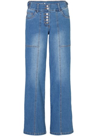Komfort-Stretch-Jeans, Wide Fit  in blau von vorne - John Baner JEANSWEAR