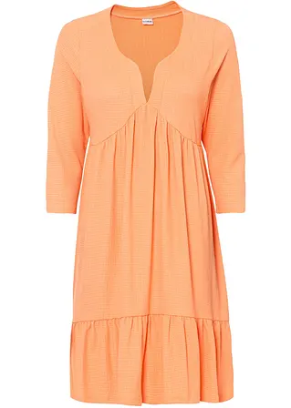 Crepe-Jerseykleid mit Volants in orange von vorne - BODYFLIRT