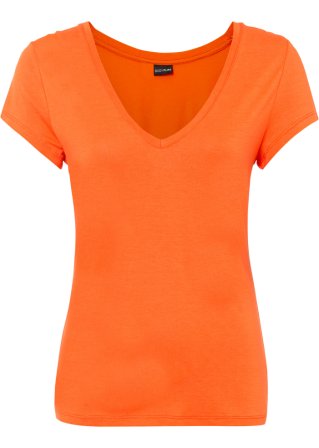 V-Shirt in orange von vorne - BODYFLIRT