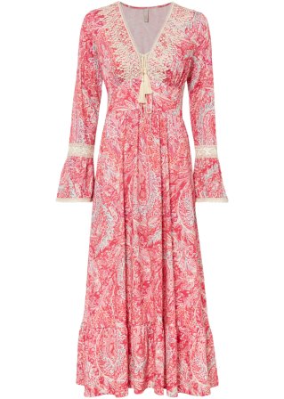 Kleid mit Häkeleinsatz in pink von vorne - BODYFLIRT boutique