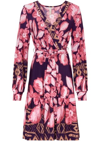 Kleid mit Bindeband in pink von vorne - BODYFLIRT boutique