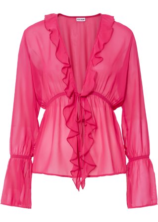 Chiffon-Bluse in pink von vorne - BODYFLIRT