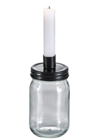 Kerzenhalter mit Glas in schwarz - bpc living bonprix collection
