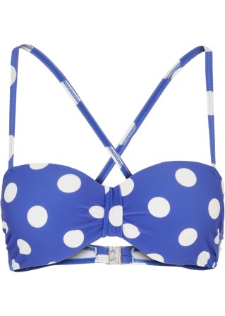 Balconette Bikini Oberteil aus recyceltem Polyamid in blau von vorne - bpc selection