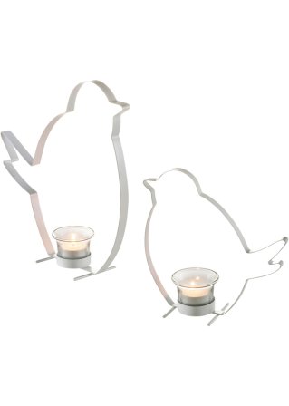 Teelichthalter im Vogel-Design (2-tlg.Set) in silber - bpc living bonprix collection