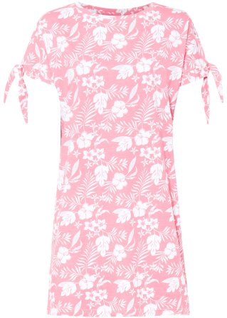 Jerseykleid mit Blumendruck in rosa von vorne - RAINBOW