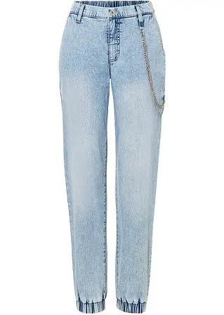 Barrel Jeans Mid Waist, Bequembund in blau von vorne - RAINBOW