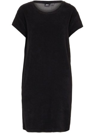 T-Shirt-Kleid aus Frottee in schwarz von vorne - bpc bonprix collection