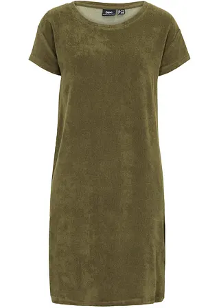 T-Shirt-Kleid aus Frottee in grün von vorne - bpc bonprix collection
