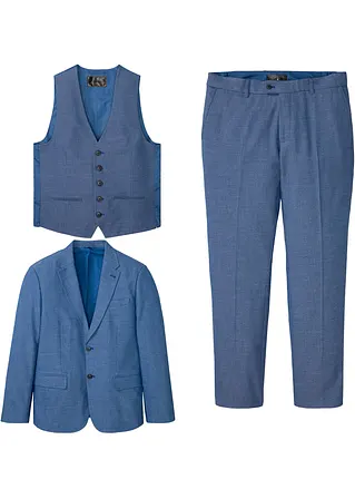 Anzug (3-tlg.Set): Sakko, Hose, Weste in blau von vorne - bonprix