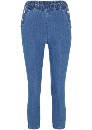 Skinny Jeans, High Waist, Stretch in blau von vorne - bpc bonprix collection