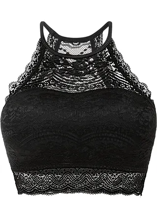 Bustier ohne Bügel in schwarz von vorne - BODYFLIRT