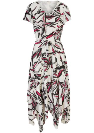 Kleid mit V-Ausschnitt und Schmetterlingsärmeln  in weiß von vorne - bpc selection