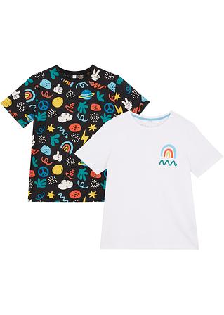 T-Shirt (2er Pack) in schwarz von vorne - bpc bonprix collection
