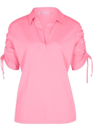 Poloshirt mit Seidenanteil in rosa von vorne - bpc selection premium