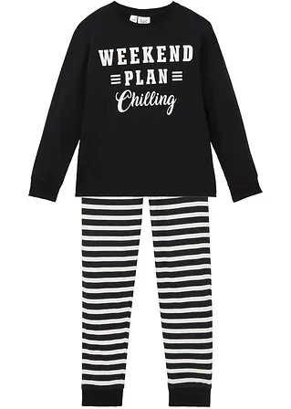 Kinder Pyjama  (2-tlg. Set) in schwarz von vorne - bonprix