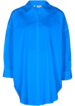 Oversize Bluse aus Baumwolle mit 3/4 Arm in blau von vorne - bpc bonprix collection