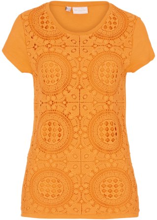 Shirt mit Häkelspitze in orange von vorne - bpc selection premium