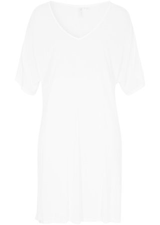 Strand Tunika-Kleid aus nachhaltiger Viskose in weiß von vorne - bpc selection