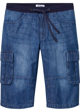 Long-Jeans-Bermuda, Loose Fit in blau von vorne - John Baner JEANSWEAR