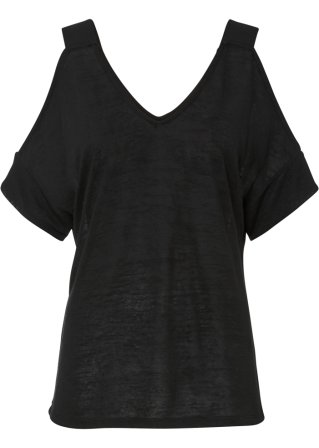 Shirt mit Cut-Out in schwarz von vorne - BODYFLIRT
