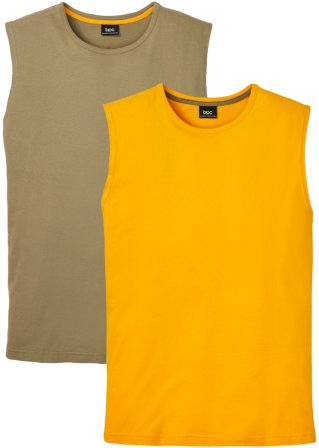Muskel-Shirt (2er Pack) in grün von vorne - bpc bonprix collection