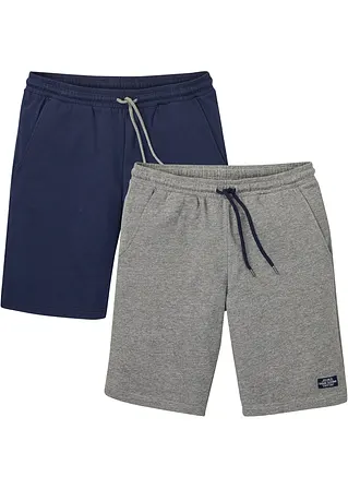 Sweat-Bermuda (2er Pack) in blau von vorne - bonprix