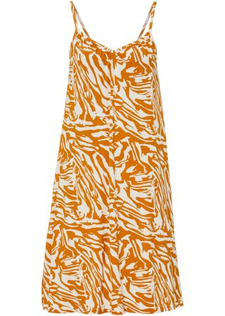 Jerseykleid aus nachhaltiger Viskose in orange von vorne - RAINBOW