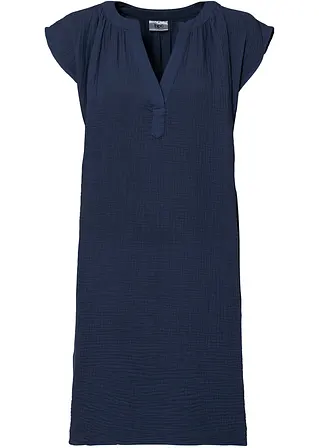 Minikleid aus reiner Baumwolle in blau von vorne - bonprix