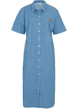 Jeanskleid, Oversized in blau von vorne - bonprix