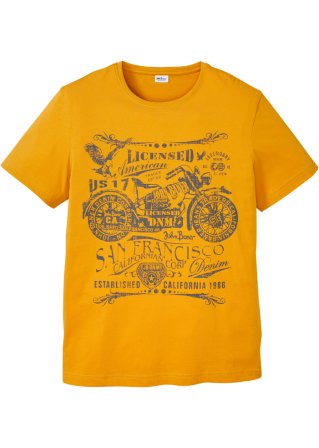 T-Shirt mit Druck in orange von vorne - John Baner JEANSWEAR
