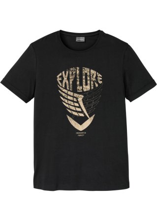 T-Shirt aus Bio Baumwolle in schwarz von vorne - RAINBOW