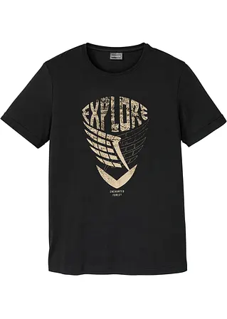 T-Shirt aus Bio Baumwolle in schwarz von vorne - bonprix