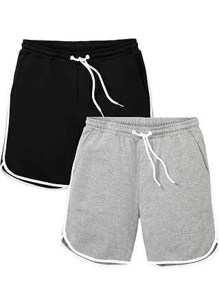 Sweat-Shorts (2er Pack) in schwarz von vorne - bpc bonprix collection