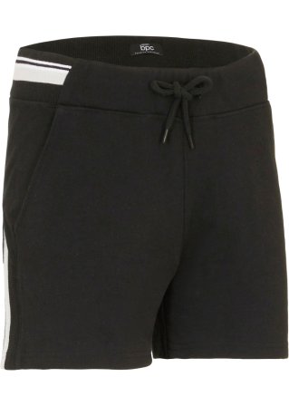 Sweat-Shorts mit Kontraststreifen in schwarz von vorne - bpc bonprix collection