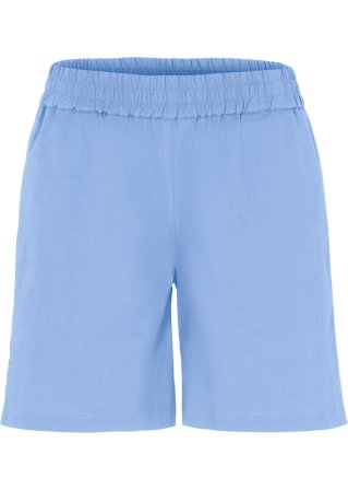 Baumwoll-Papertouch-Shorts in blau von vorne - bpc bonprix collection