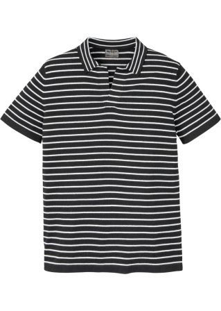 Feinstrick - Poloshirt in schwarz von vorne - bpc selection
