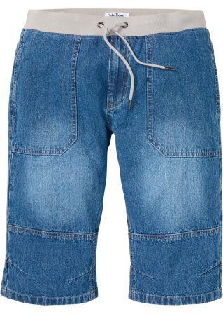 Long Schlupf-Jeans-Bermuda, Loose Fit in blau von vorne - John Baner JEANSWEAR