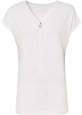 Shirt mit Ringelement in weiß von vorne - bpc selection