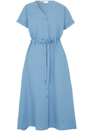 Kleid aus Leinenmischung in blau von vorne - bpc selection