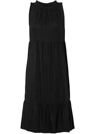 Volant-Kleid in schwarz von vorne - BODYFLIRT