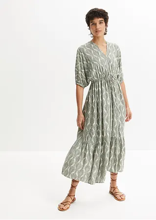 Midikleid aus fließender Viskose in grün von vorne (Totalaufnahme) - bonprix