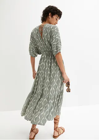 Midikleid aus fließender Viskose in grün von hinten (Totalaufnahme) - bonprix