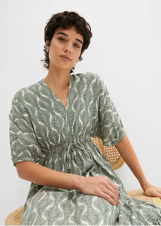 Midikleid aus fließender Viskose in grün (Detailaufnahme) - bonprix