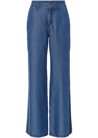 Weite Jeans mit Schlitz aus nachhaltigem Lyocell in blau von vorne - RAINBOW