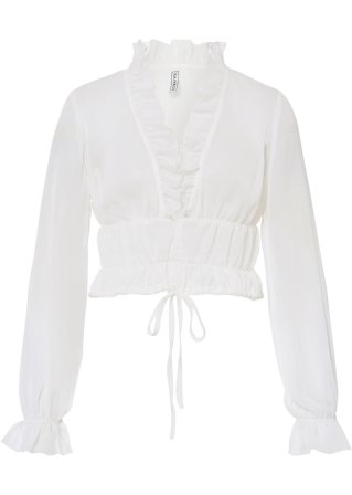 Chiffon-Bluse in weiß von vorne - RAINBOW
