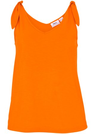 Top mit Knotendetails aus Bio-Baumwolle  in orange von vorne - bpc bonprix collection