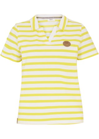 Baumwoll-Poloshirt mit Streifen in gelb von vorne - bpc bonprix collection
