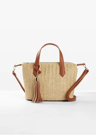 Handtasche in Strohoptik mit abnehmbaren Taschenhenkel in beige - bpc bonprix collection